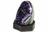 Deep Purple Amethyst Geode With Wood Base - Uruguay #368332-2